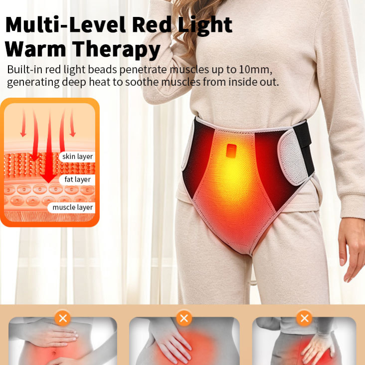 Ceinture enveloppante chauffante à lumière rouge et massage vibrant