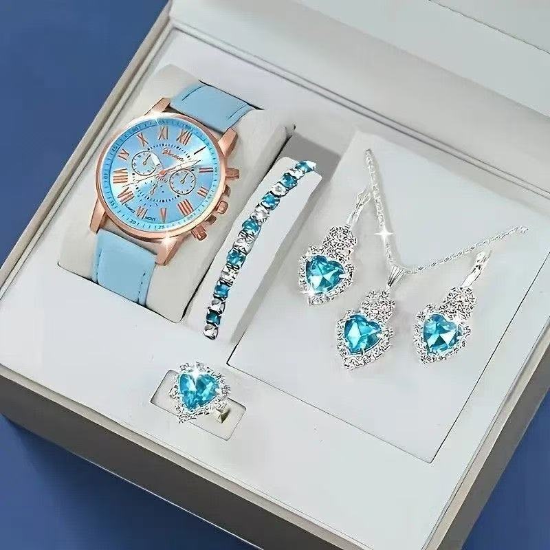 Montre Femme Quartz & Bijoux 5 Pièces