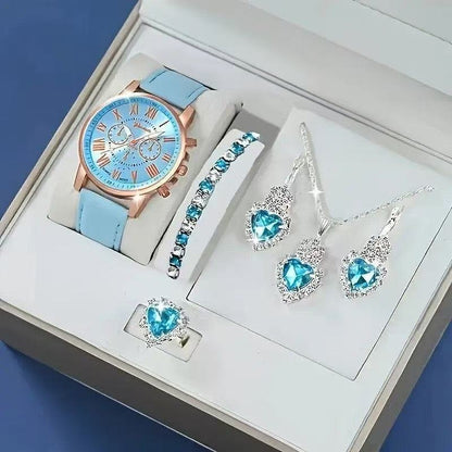 Montre Femme Quartz & Bijoux 5 Pièces