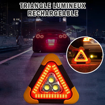 Triangulaire d’Urgence Multifonctionnelle LED — 800-1000 lm / Solaire + USB / 4 Modes / Sécurité Routière