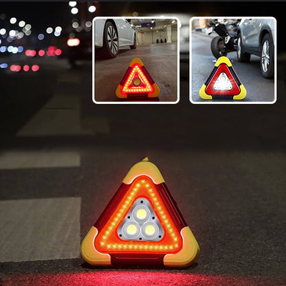 Triangulaire d’Urgence Multifonctionnelle LED — 800-1000 lm / Solaire + USB / 4 Modes / Sécurité Routière